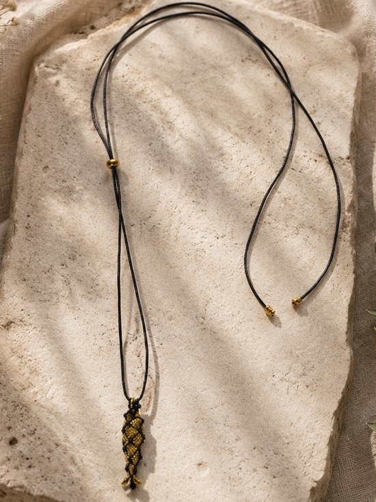 Mayamar Jewelry - New mayamar Gold and Black Woven Pendant Necklace with fish - Women Jewelry